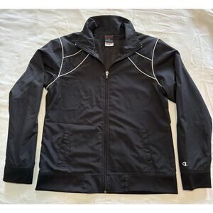 Champion Women’s Windbreaker Track Jacket Medium Black Zipper